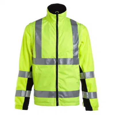 Reflective Jackets High Visibility Waterproof Roadway Safety Clothing 2 in 1 Work Wear Jacket with Removable Sleeves